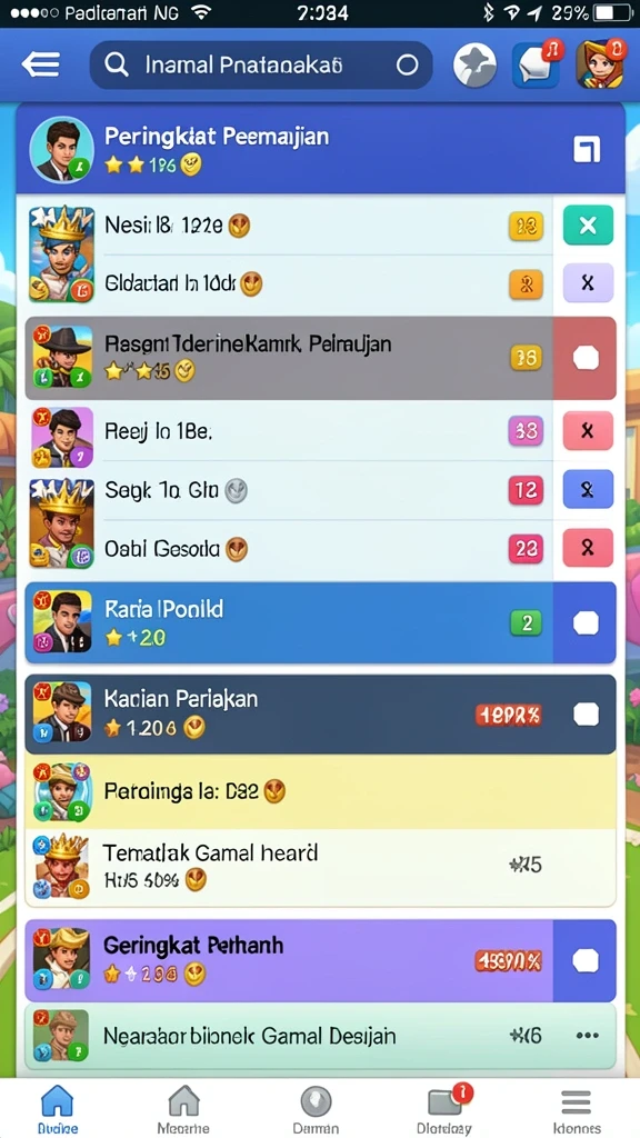 Screenshot menunjukkan pemandangan level yang indah.