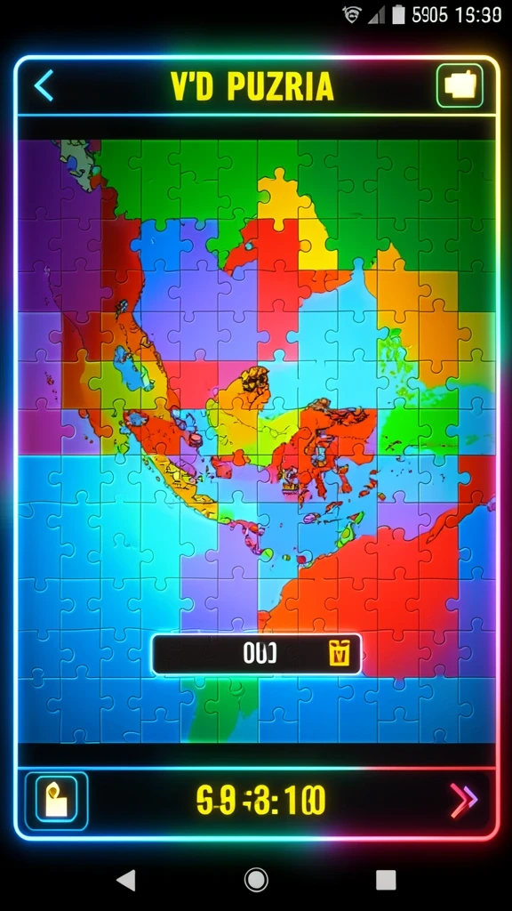 Tampilan ubin mahjong yang berwarna dan cerah.