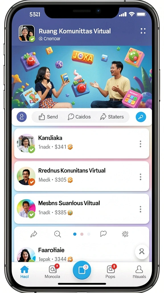 Tampilan beranda yang menarik dengan berbagai pilihan permainan.