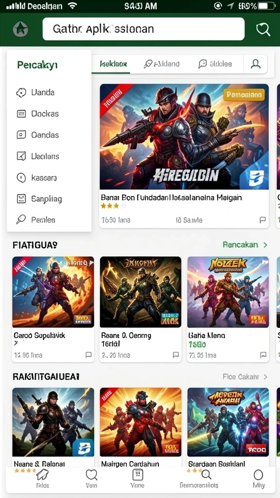 Screenshot menunjukkan tingkat kesulitan yang meningkat.